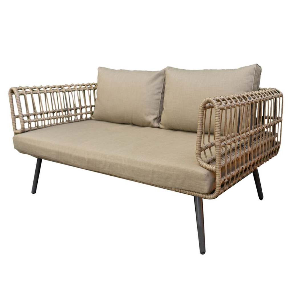Ariki Boho Lounge – 2-Zitsbank – Naturel Rotan-Look & Staal